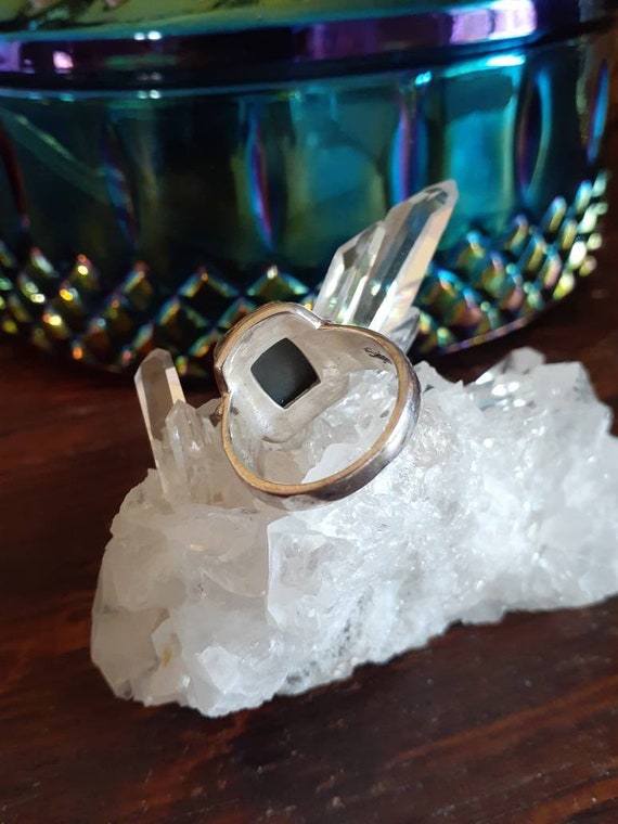 Vintage Sterling Silver And Blue Geode Druzy Ring… - image 10