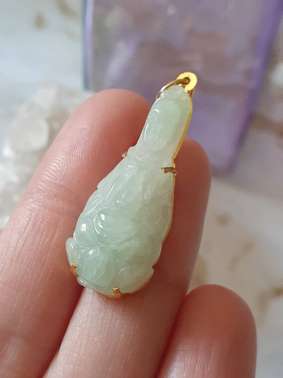 Antique Yellow Gold And Genuine Jadeite 18k Pendan