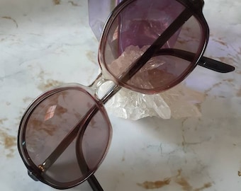 Vintage Thick Frame Eyeglasses Prescription Old Pawn rose Colored Dark Haze Smokey Color Squoval Round Shaped Womens Sexy Dark Boho Hippie