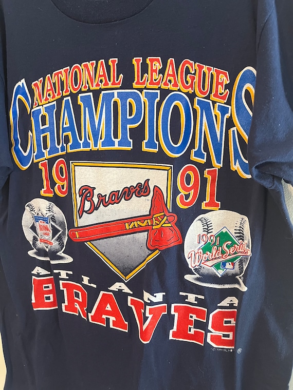 Vintage 1991 Atlanta Braves Tshirt Adult Medium C… - image 2