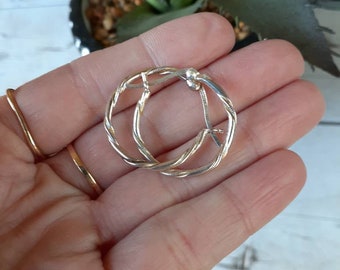 Vintage Twisted Sterling Silver Hoops 925