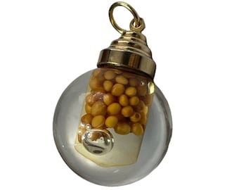 Vintage Silver And Mustard Seed Cluster Globe Faith Pendant Yellow Gold Filled