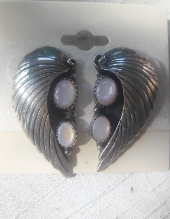 Rare Vintage Sterling Silver Pink Mother of Pearl… - image 4