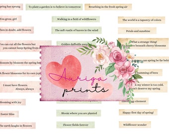 60 pcs Spring & Easter Phrases,junk journal,ephemera, Easter phrases,Spring printable,Easter printable,spring words,happy words,dreamy words