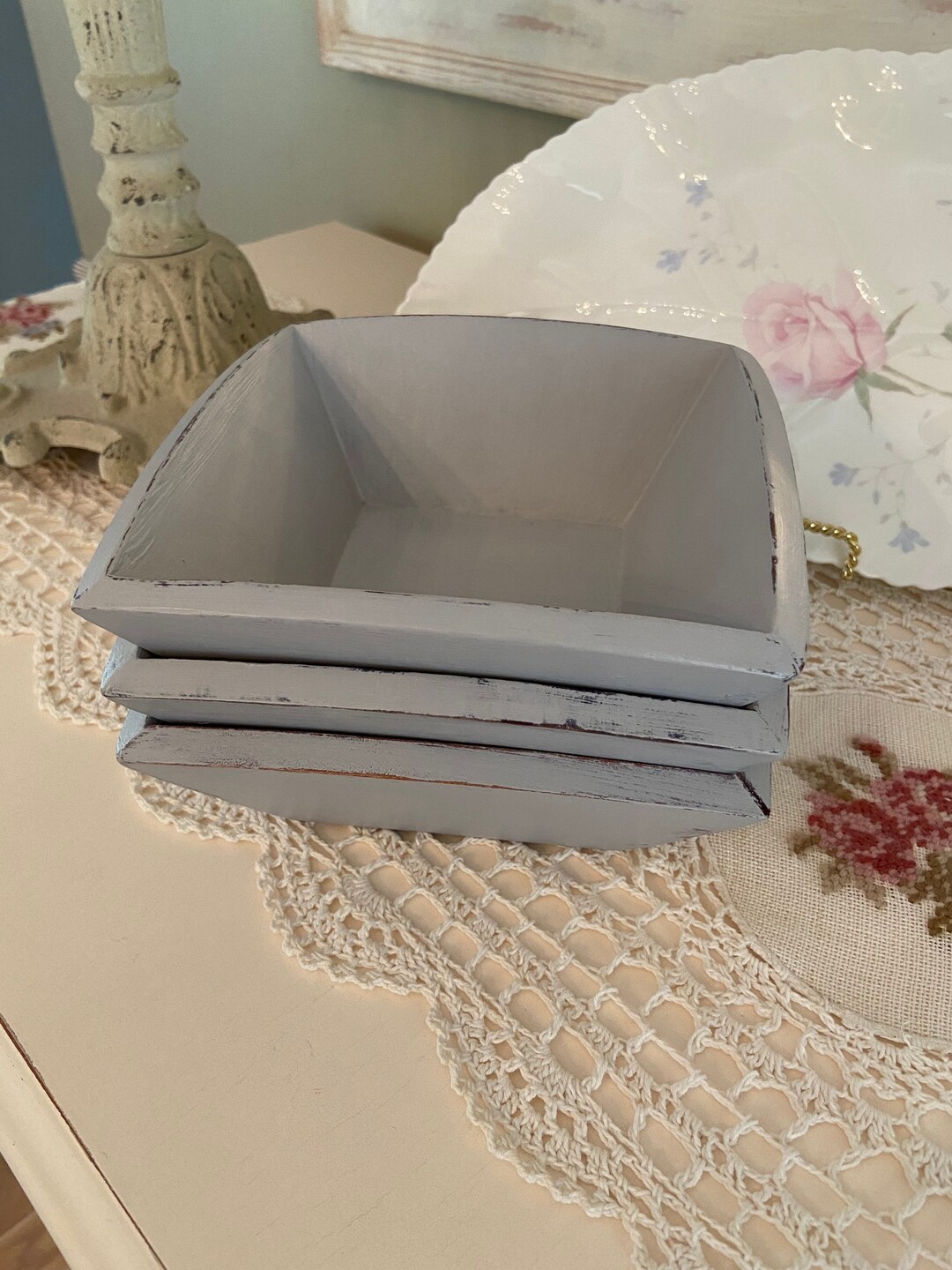 Farmhouse Desk Accessories, Organizers, Small Trays, Candy Dish, Set of