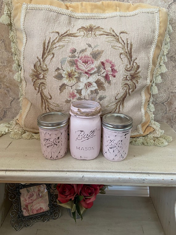 Blush Pink Pint Ball Mason Jar, One 16 Oz. Pint Size, Farmhouse