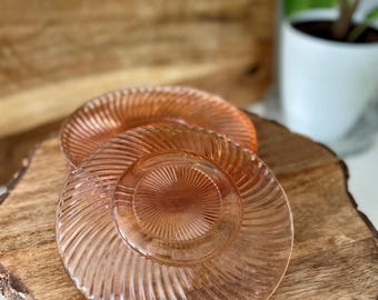 VINTAGE Federal Glass Company Pink Diana Dessert Plates Set of 5(Five) 6" Wide