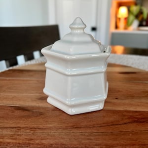 VINTAGE Haeger 8080 Hexagonal White Sugar Bowl 5" Tall