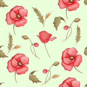 Seamless Poppy Floral Pattern | Digital Download for DIY Crafts Digital Paper for Print & Design Projects