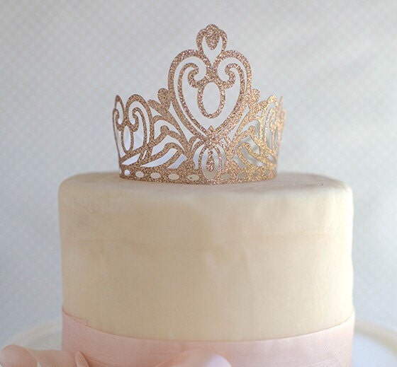 Gold Crown Cake Topper, Happy Birthday bow cake topper, Quincinera, pr –  AMRA GOODS