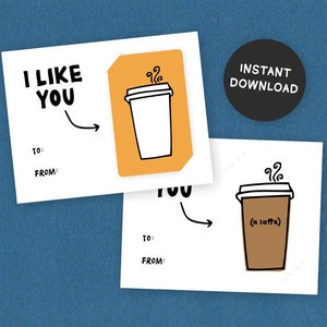 Druckbarer Geschenkkartenhalter I Like You A Latte Geschenkkarte einfügen A2 Karte Jeder Anlass Sofort Download Bild 1