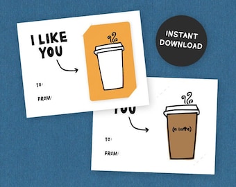 Porte-carte-cadeau imprimable • Je t'aime un latte • Insérer une carte-cadeau • Carte A2 • Toute occasion • Téléchargement instantané