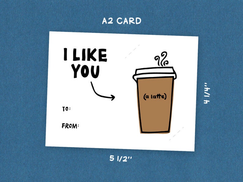 Druckbarer Geschenkkartenhalter I Like You A Latte Geschenkkarte einfügen A2 Karte Jeder Anlass Sofort Download Bild 3