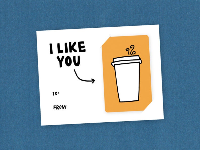 Druckbarer Geschenkkartenhalter I Like You A Latte Geschenkkarte einfügen A2 Karte Jeder Anlass Sofort Download Bild 6