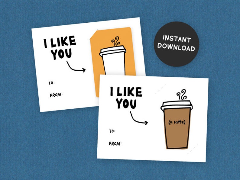 Druckbarer Geschenkkartenhalter I Like You A Latte Geschenkkarte einfügen A2 Karte Jeder Anlass Sofort Download Bild 2