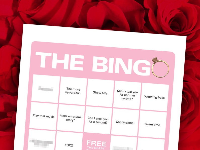 Generic The Bingo Game 10 Bingo Cards The Bachelorette Etsy