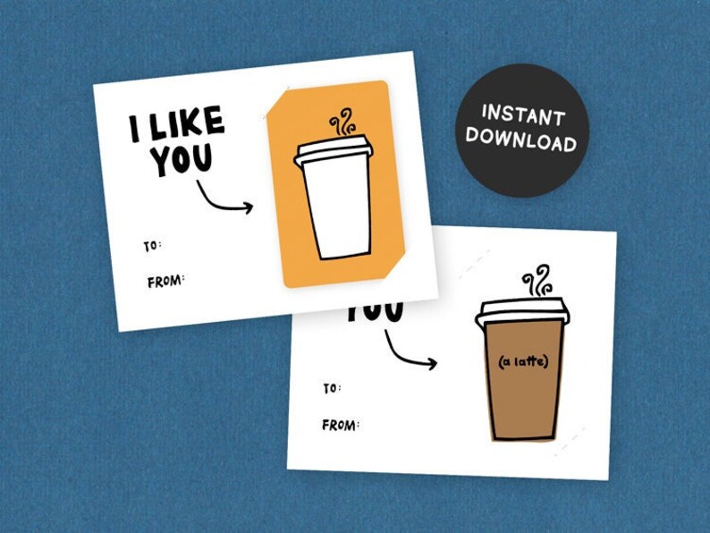 Druckbarer Geschenkkartenhalter I Like You A Latte Geschenkkarte einfügen A2 Karte Jeder Anlass Sofort Download Bild 1