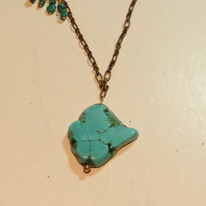Unique Turquoise Necklace, Turquoise, Brass image 2