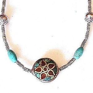 Tibetan Silver and Turquoise Necklace