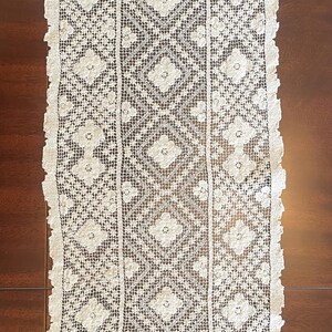Antique Linen Lace Table Runner