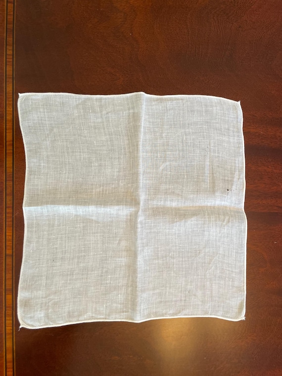Plain Linen Handkerchief with Drawn Thread Border
