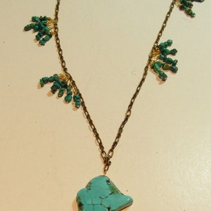 Unique Turquoise Necklace, Turquoise, Brass image 3