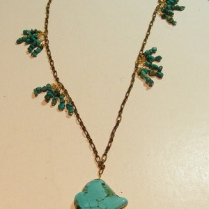 Unique Turquoise Necklace, Turquoise, Brass image 4