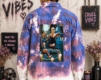Chucky Hand Bleached Flannel Shirt, Child’s Play Horror Shirt, Come On Let’s Die a Little, Horror Flannel