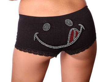 Happy Fave Rhinestone Seamless Cheeky Hipster