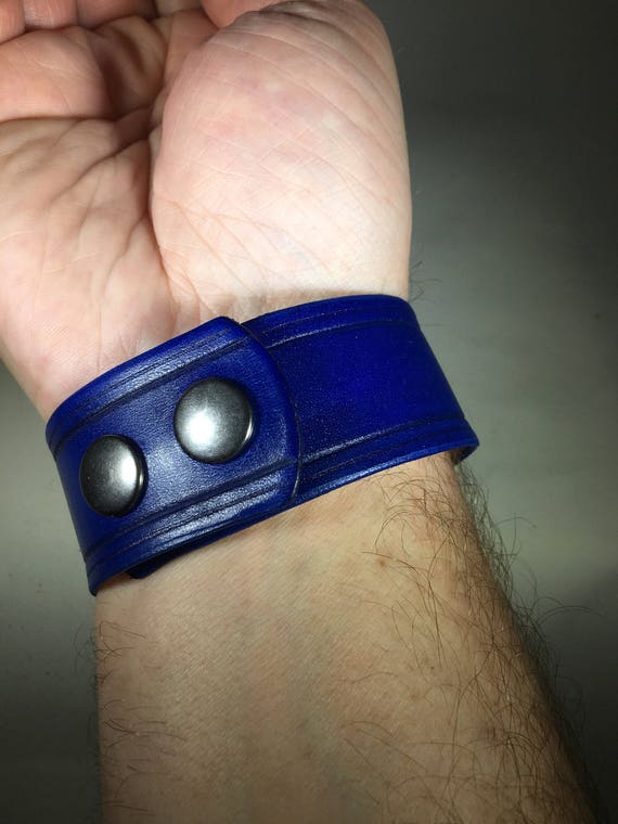 Navy Blue Leather Wrist Strap