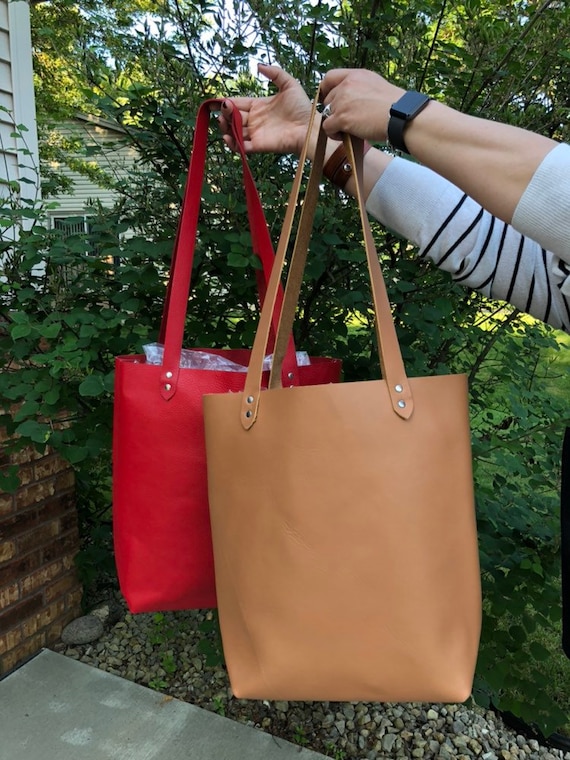 lightweight leather tote bag