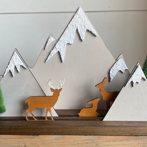 Deer and Mountains Scene Shelf Sitter
