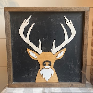 Rustic Deer Sign, Man Cave Décor, Hunting Lodge Décor
