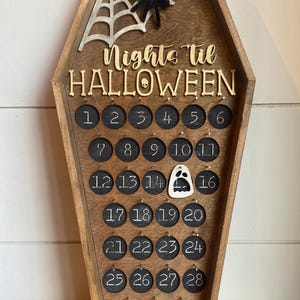Wooden Halloween Countdown Calendar: Spooky Coffin Design