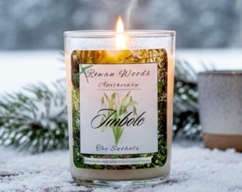 Imbolc Candle 12 oz Soy Rowan Woods Druid Witch Fire Ritual Sabbat Brigid Candlemas Celtic Spring Citrine Citrus Lemongrass +Bonus Ritual