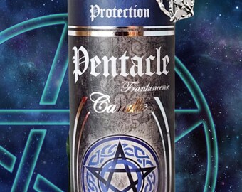 PENTACLE Spell Candle w/Pentacle Charm Frankincense Earth Air Fire Water Spirit Protection Rituals Magic Wiccan Sabbat Witchcraft Tools