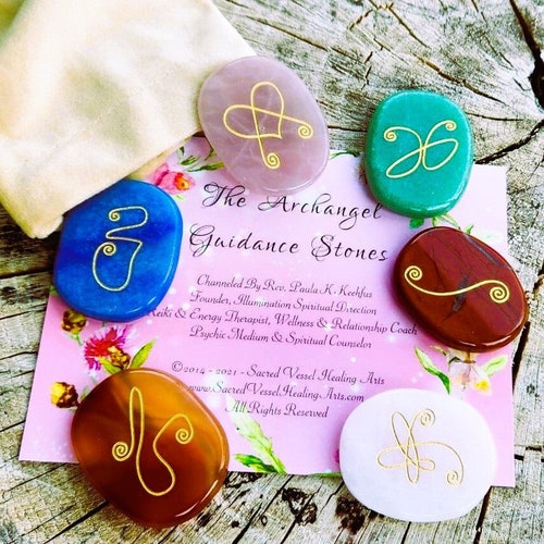 Archangel Guidance Stones oracle Precision Engraved Set of 6 Etsy