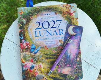Lunar Seasonal Diary 2027 + Bonuses Unique Moon Inspiration Pen & Moon Bookmark Wheel of the Year Calendar Stacey DeMarco Astrology Planner