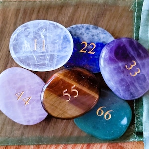 Numerology Crystals, Set of 6 Master Numbers Stones, Energy Healing Stones for Clarity & Confidence, Crystals for Manifestation Work, Angels