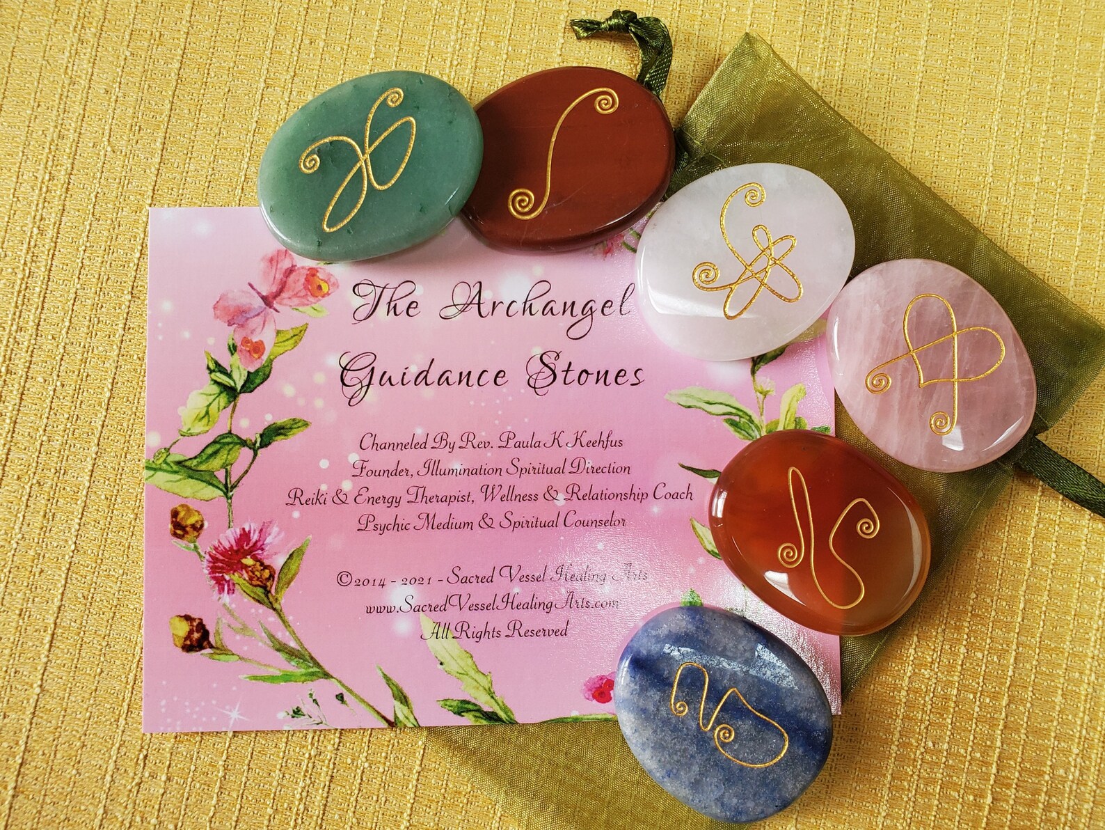 Engraved Archangel Guidance Stones Set of 6 Mixed Gem Author Etsy