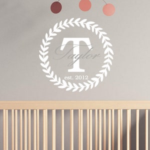 Name Wall Decal | Girl Nursery Decal | Personalized Name Decal | Personalized Gift | Wreath Monogram Decal | Girls Room Decor