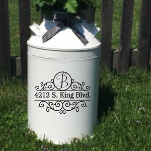 Address Decal for Milk Can | Monogram Initial Decal | Milk Can decor | Front door decor | Front Porch decor