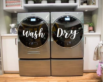 Wash and dry decal for washer and dryer, Set of 2 decals, laundry decal, laundry room decor, Wash and Dry vinyl decals,