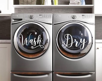 Wash and dry decal for washer and dryer, Set of 2 decals, laundry decal, laundry room decor, Wash and Dry vinyl decals,