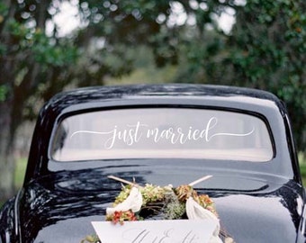 Just married decal | wedding decor | rustic wedding | bridal shower gift | engagement gift | custom wedding sign | barn wedding
