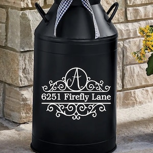Address Decal for Milk Can | Monogram Initial Decal | Milk Can decor | Front door decor | Front Porch decor