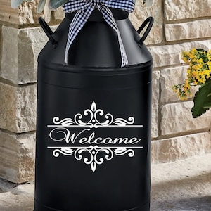 Welcome monogram decal | Milk can decal | Front porch decor | Front door decal | Farmhouse Style vinyl sticker
