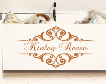 white toy box with name