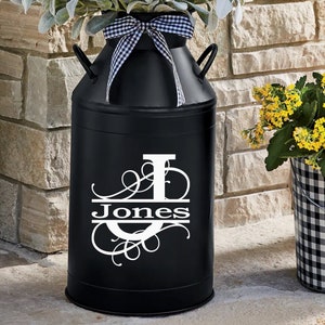 Monogram Family Name Milk Can Decal | Front door Decor | Front Porch Decor | Milk Can Decal