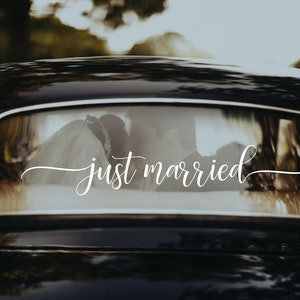 Just Married Vinyl Decal for Car Window - Personalized Wedding Car Decor, Getaway Car Decal, Bride and Groom Car Decal, Romantic Wedding Day